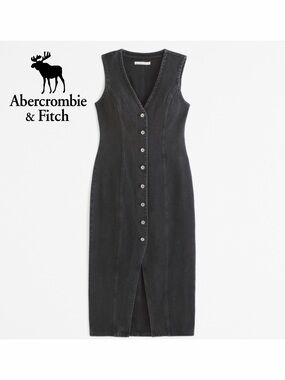 🆕 NWT Abercrombie The A&F Mara Vest Midi Dress in Black